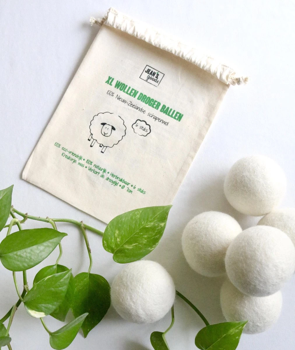 Jean's Goods Drogerballen - Droogballen - Wasdrogerballen - Wasdroger Ballen - Wasbol - Wasbollen - Wasballen - Energiebesparende Producten - Energiebesparend - Duurzaam Cadeau - RWS Wol - Zero Waste - Wasverzachter - Beige - 6 Stuks - Afbeelding 2