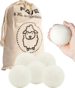 FAVE Drogerballen XL - 6 Stuks - Inclusief Opbergzakje - Wasbol - Wasballen - Doseerbol - Droogballen - Duurzaam