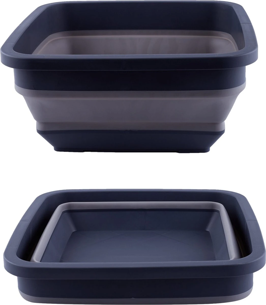 YUGN BLACK Opvouwbare Afwasteil 9 Liter - Afwasbak Teil Wasteil - Afwasbak Vierkant - Afwasteil Opvouwbaar - Ruimtebesparend - Cadeau Tip