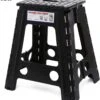 Merkloos Verdikt Kunststof Klapkruk-draagbaar-opvouwbare Kruk-Met Antislip Oppervlak Zwart 29x22cmx45cm