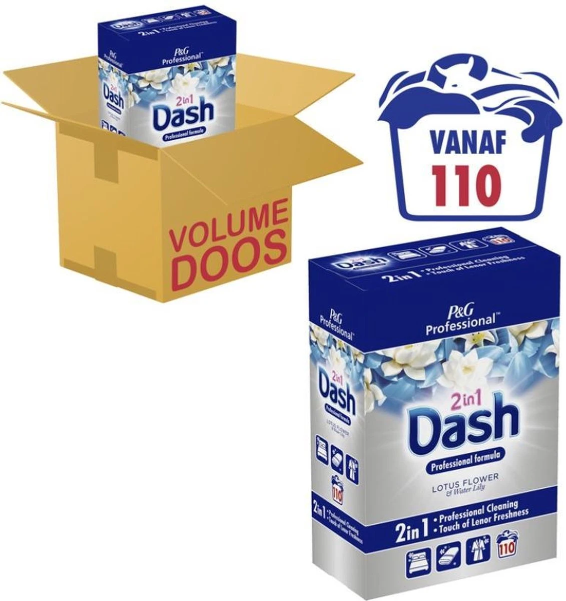 Dash 2 In 1 Lotusbloem En Lelie Waspoeder - XL Pack - 110 Wasbeurten - Afbeelding 5