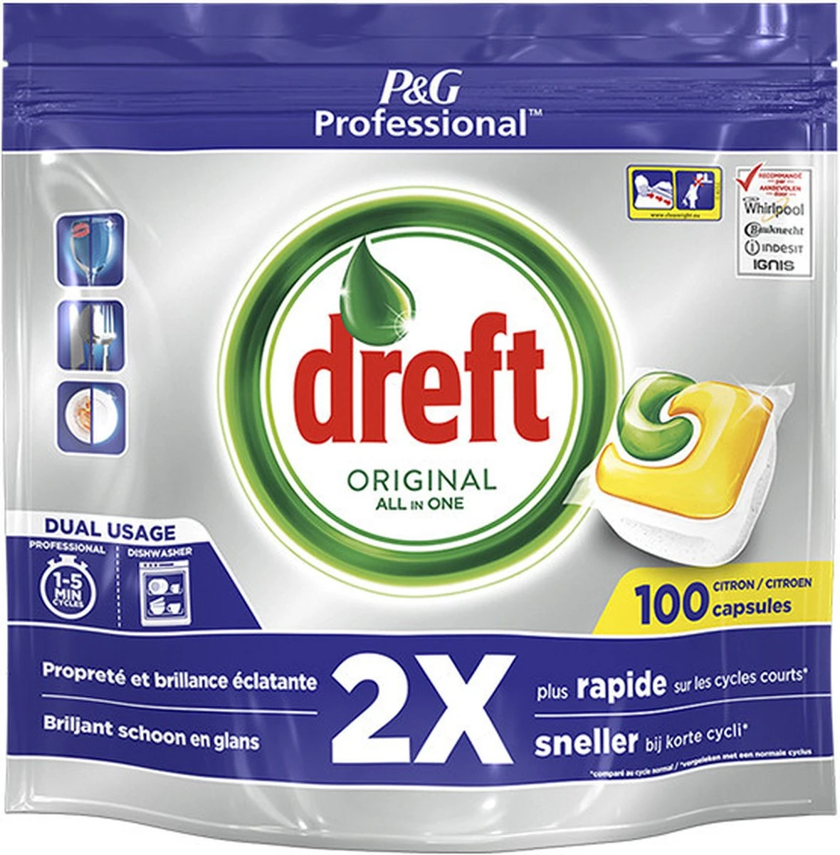 Dreft - Original - All In One - Vaatwastabletten - Citroen - 100 Stuks