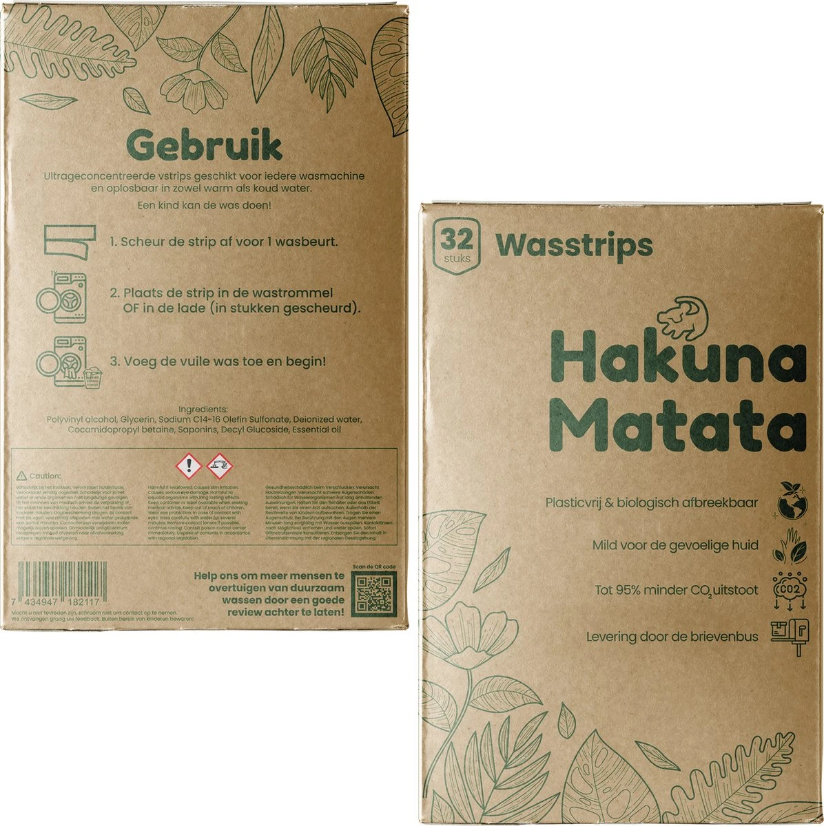 Hakuna Matata Wasmiddel 96 - Compressed - Wasstrips - Voordeelverpakking - Eco Wasmiddel Wit En Kleur - Laundry Strips - Afbeelding 2