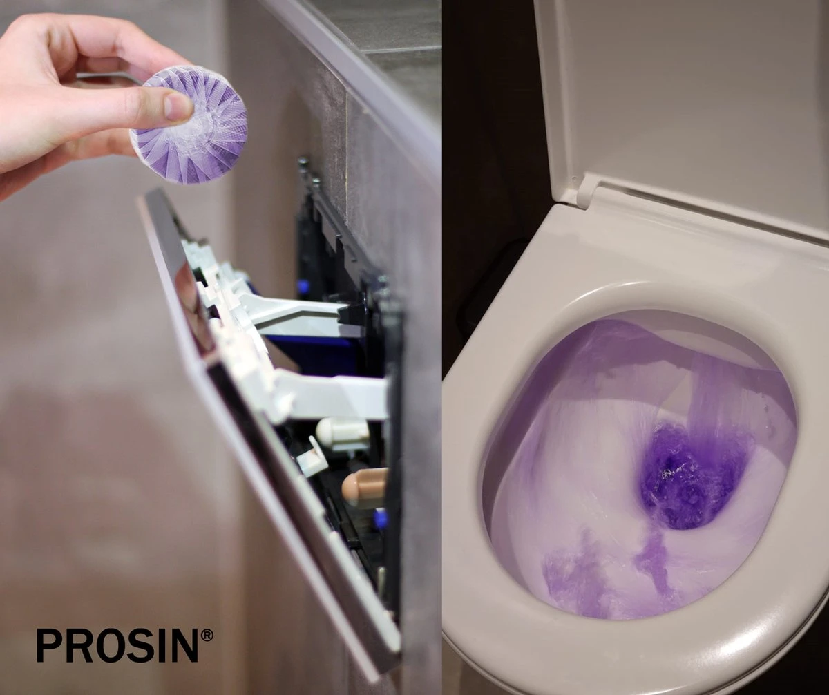 PROSIN® Toiletblokjes Inbouwreservoir - WC Discs - Lavendel - WC Blokjes - Toiletblokjes - Toiletblokken - Toiletblokjes Geberit - Stortbakblokjes Toilet - WC Blokjes Voordeelverpakking - WC Blokjes Inbouwreservoir - Toiletblok - Paars Water - Afbeelding 3