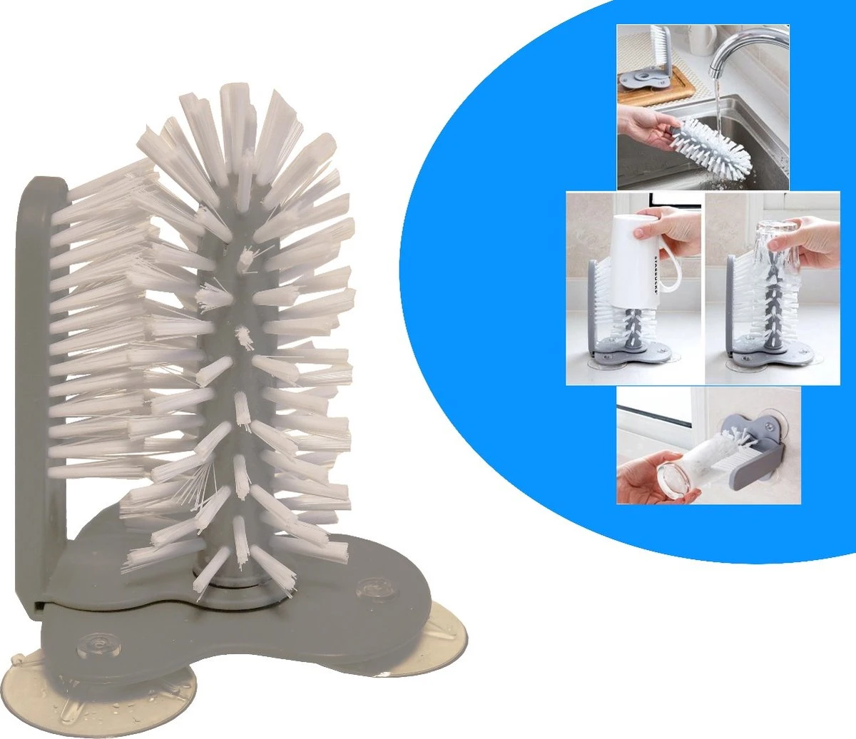 Aqua Laser, Glazenspoelborstel – Afwasborstel – Spoelborstel – Glasborstel – Barborstel - Afbeelding 2