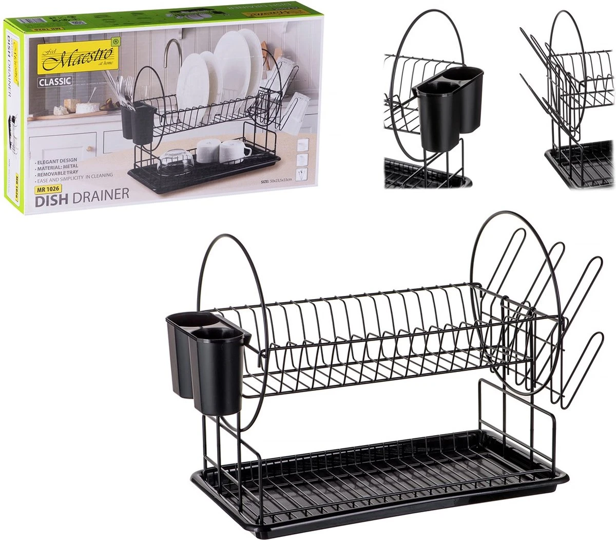 Maestro - Afdruiprek 2 Bestekrekken Wateropvangbak - 50cm - Afbeelding 4