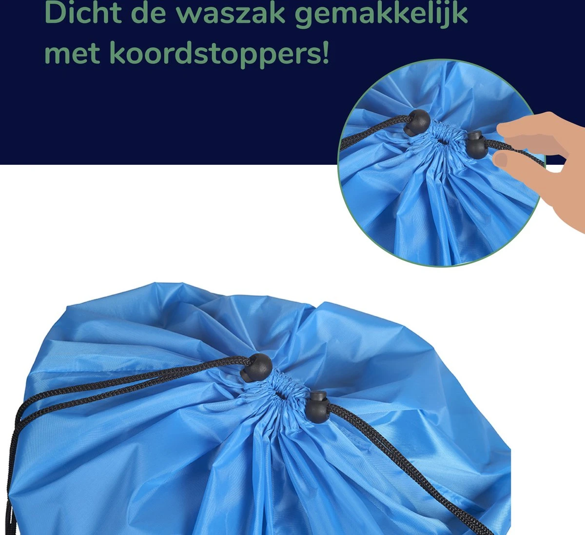 Wonair - Waszakken Voor Wasgoed - 60x90cm - Hemelsblauw - Met Trekkoord - Afbeelding 2