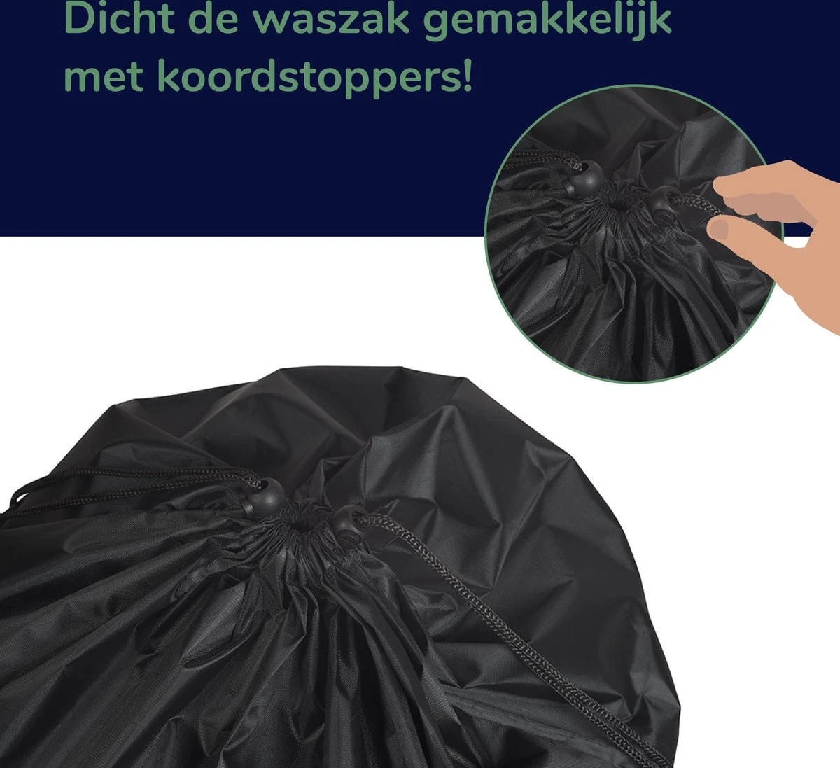 Wonair - Grote Waszak - Laundry Bag - Wash Me - 60x90cm - Zwart - Met Trekkoord - Afbeelding 7