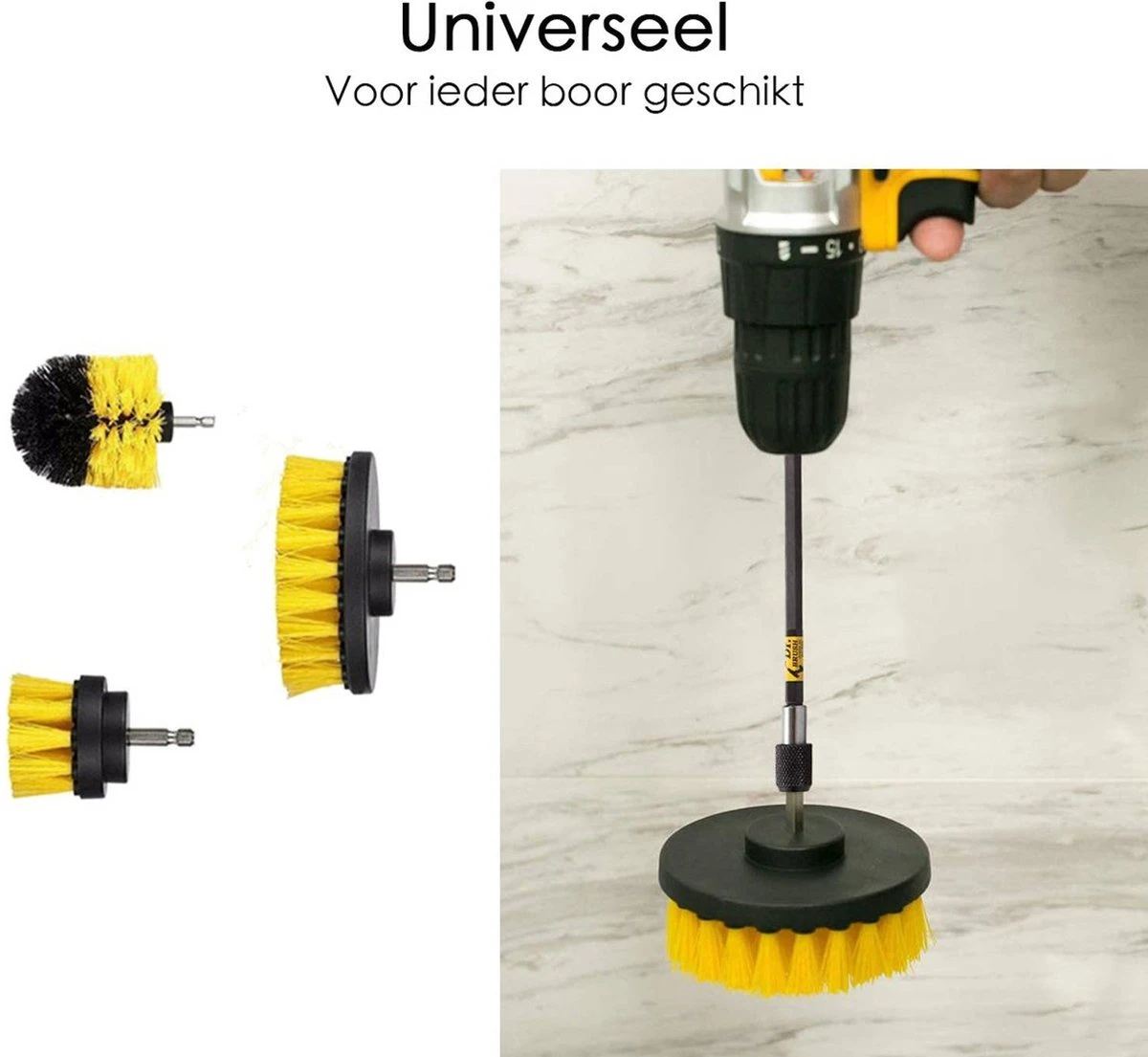 Professionele 4 Delige Borstelset Voor De Boormachine Incl. Verlengstuk, Deze Schoonmaak Schuurborstel Elektrisch Opzetborstel Schrobborstel Set Is Geschikt Als Schrobber Voor Badkamer, Auto, Keuken En Tuin - Afbeelding 8