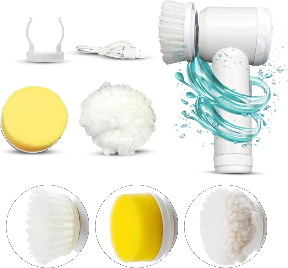 Lenga Elektrische Schoonmaakborstel - 5 In 1 Borstel - Oplaadbaar - Wasborstel - Schoonmaakmiddelen - Schrobborstels