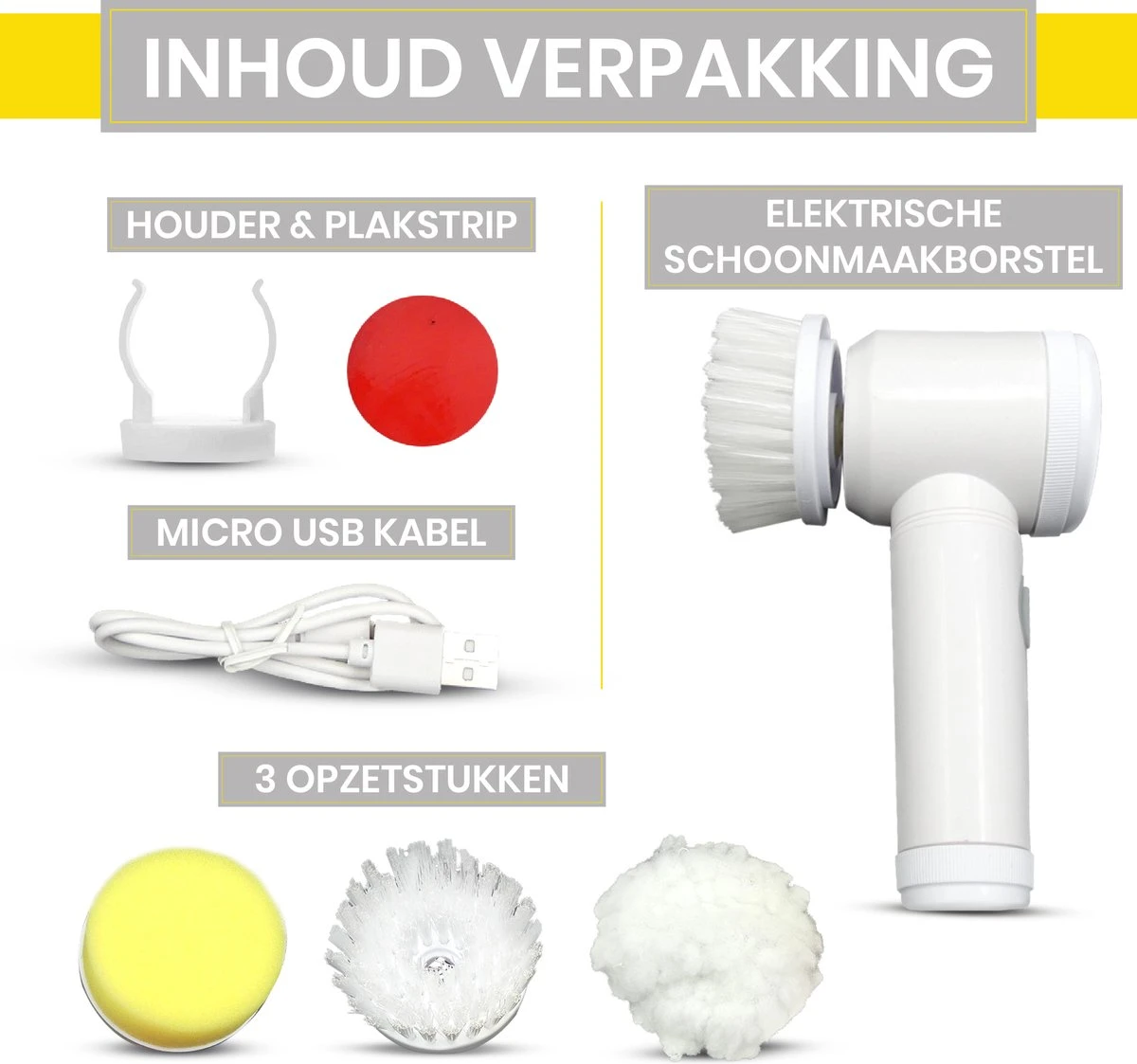 Lenga Elektrische Schoonmaakborstel - 5 In 1 Borstel - Oplaadbaar - Wasborstel - Schoonmaakmiddelen - Schrobborstels - Afbeelding 2