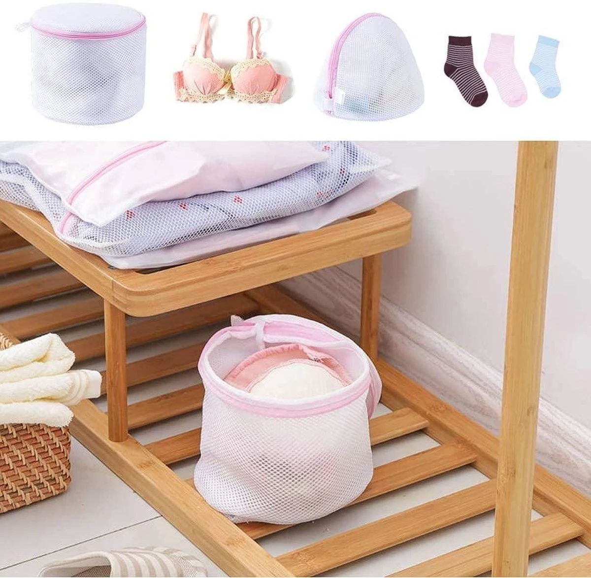 Merkloos Waszakken Set Van 7 Voor Wasgoed - Waszakje Lingerie - Waszak Bh - Wasnet Groot - Afbeelding 4