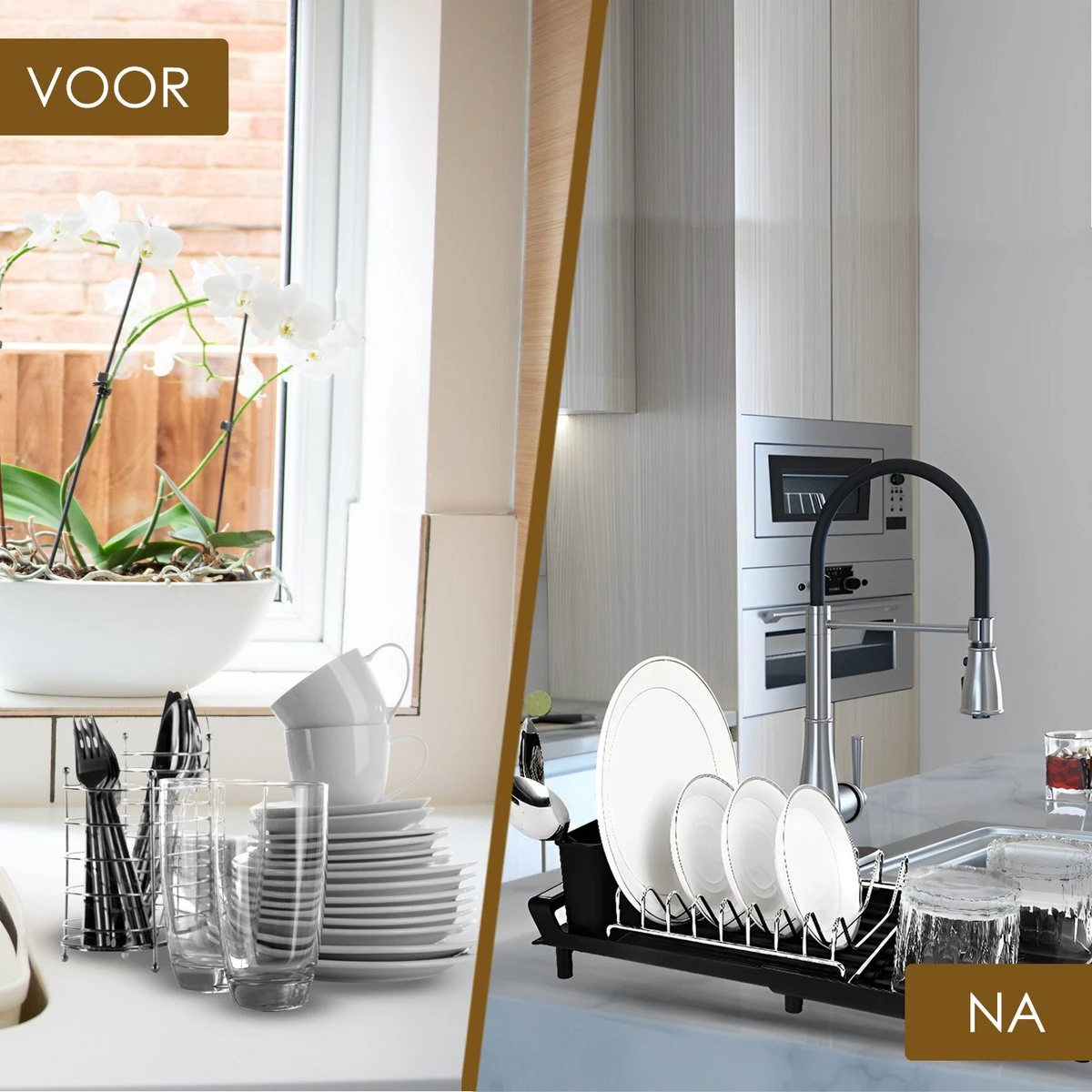 MIRI Afdruiprek – Afwasrek – Uitschuifbaar – Met Lekbak In Gootsteen – Afwas – Roestvrij Staal – Zwart - Afbeelding 8