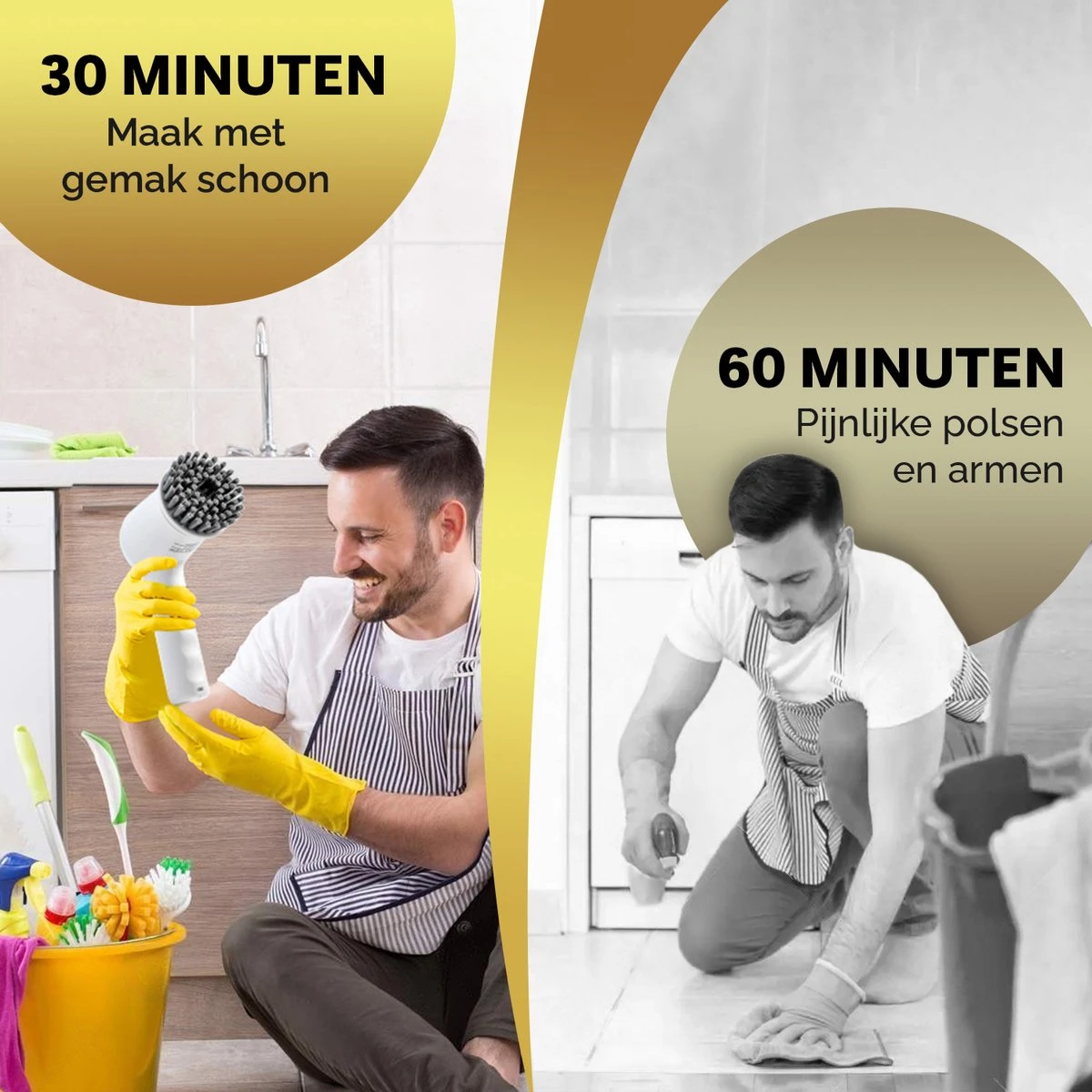 MostEssential Premium Elektrische Schoonmaakborstel 2023 Model – Elektrische Schrobber - Schrobborstel - Poetsmachine – Voor Badkamer Of Keuken - Inclusief 4 Borstelkoppen - Afbeelding 6