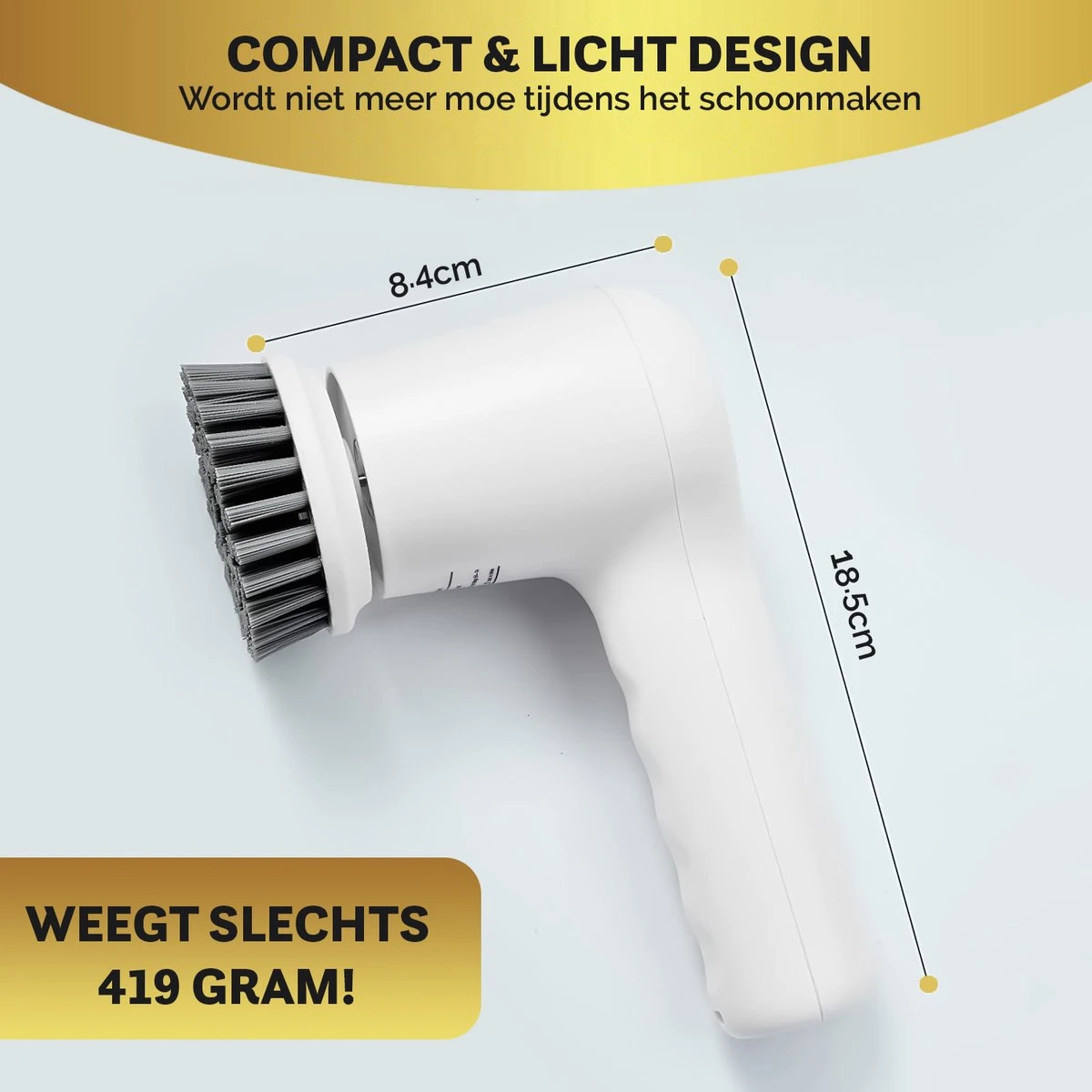 MostEssential Premium Elektrische Schoonmaakborstel 2023 Model – Elektrische Schrobber - Schrobborstel - Poetsmachine – Voor Badkamer Of Keuken - Inclusief 4 Borstelkoppen - Afbeelding 7
