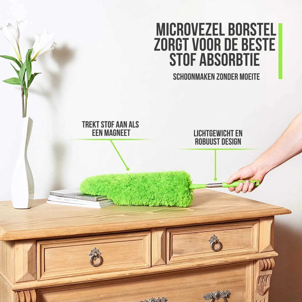 Strex Telescopische Plumeau Met Telescoopsteel - 60 Tot 140 Cm - Uitschuifbaar - Wasbaar - Flexibel 360° Draaibaar - Microvezel Ragebol - Afbeelding 2