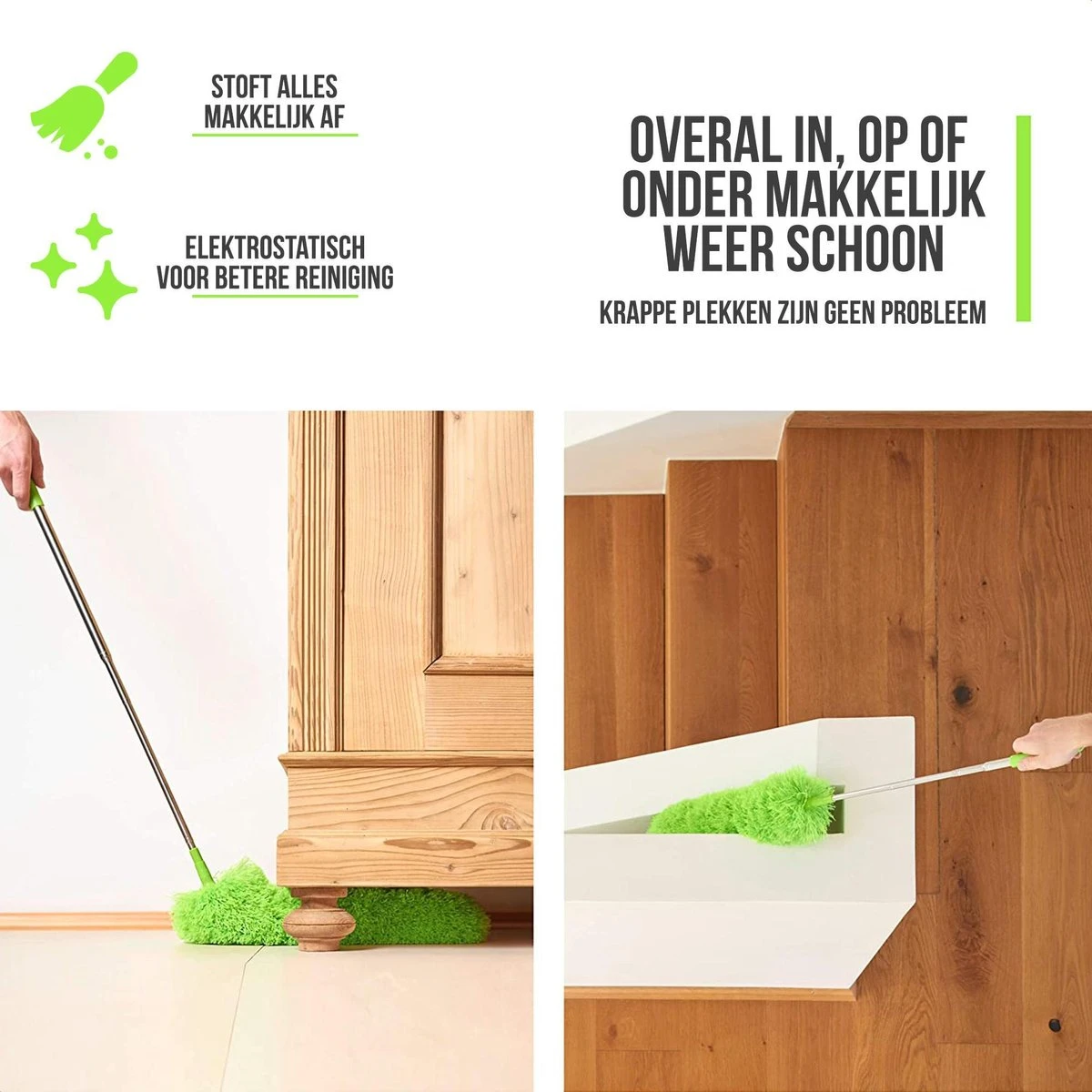 Strex Telescopische Plumeau Met Telescoopsteel - 60 Tot 140 Cm - Uitschuifbaar - Wasbaar - Flexibel 360° Draaibaar - Microvezel Ragebol - Afbeelding 4