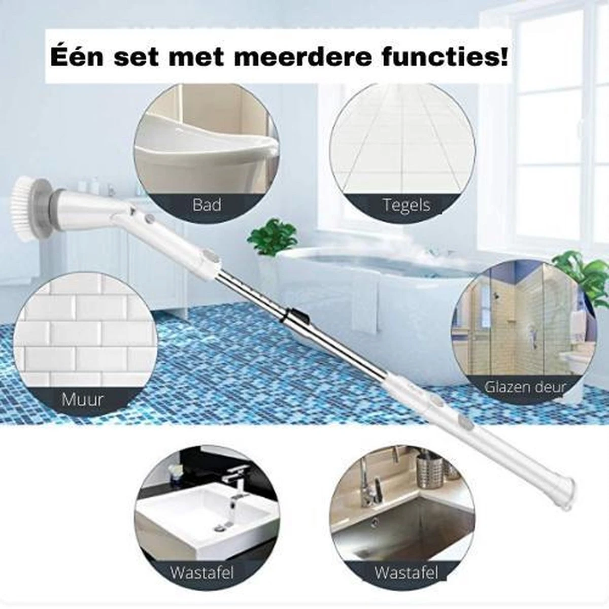 Elektrische Scrubber - Veelzijdige Schrobborstel - Elektrische Schoonmaakborstel - Binnen En Buiten Schoonmaken - Afbeelding 6