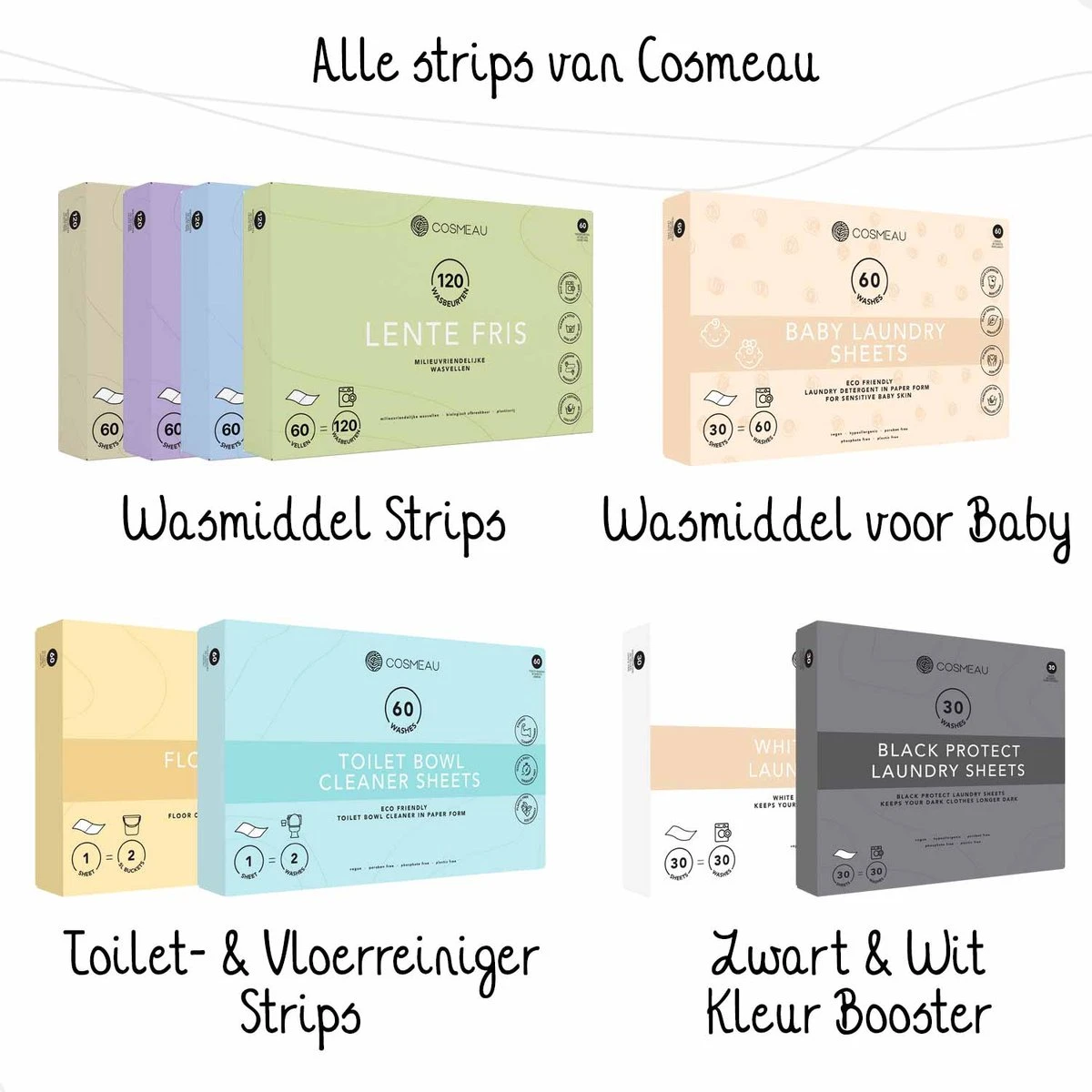 Cosmeau Baby Wasmiddel Wasstrips 60 Wasbeurten Bergamot Wasvellen Detergent Sheets Eco Laundry Strips - Kids Peuters Baby - Afbeelding 12