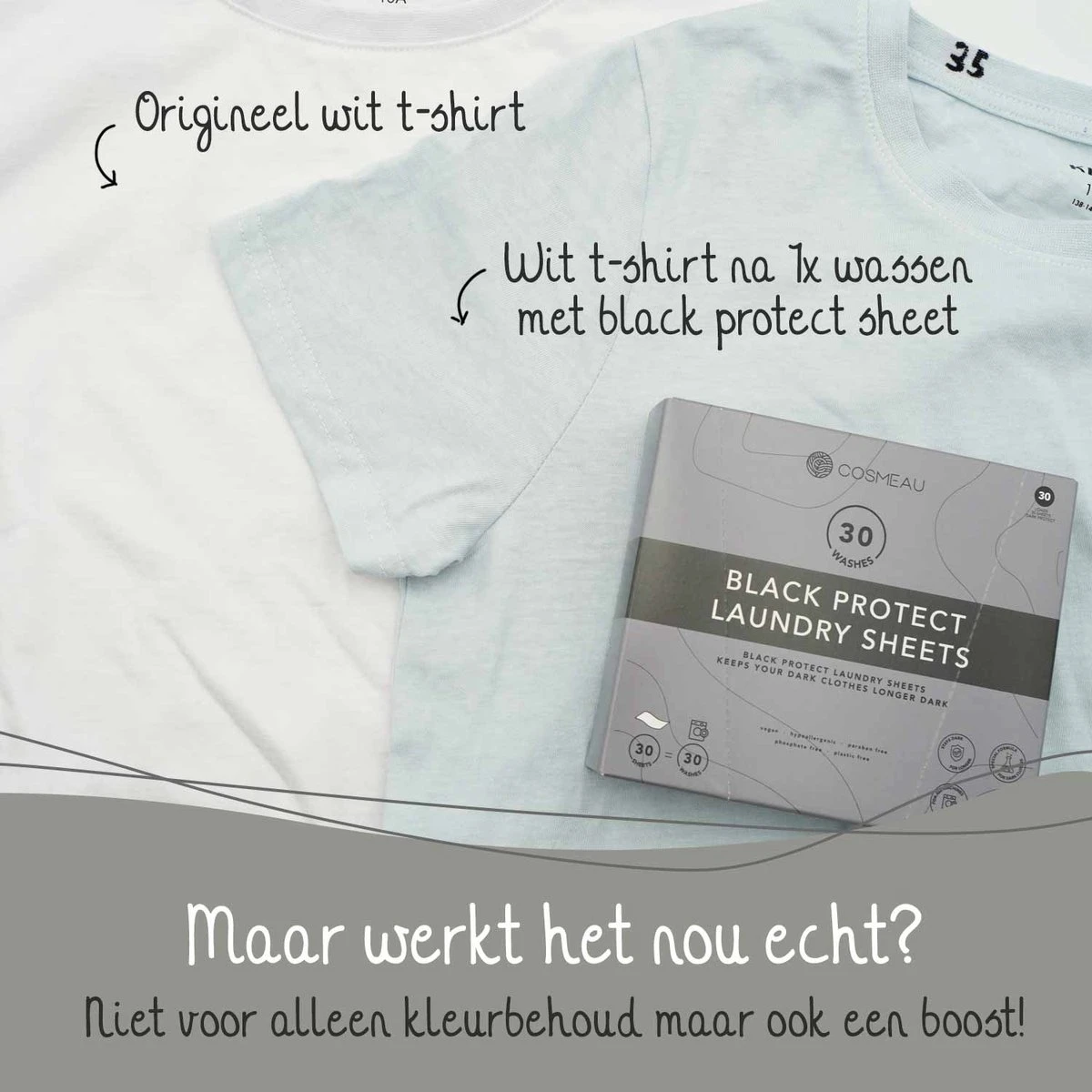 Cosmeau Zwart Donkere Was Color Protect Wasstrips 30 Wasbeurten Wasvellen Sheets Eco Laundry Strips - Afbeelding 5