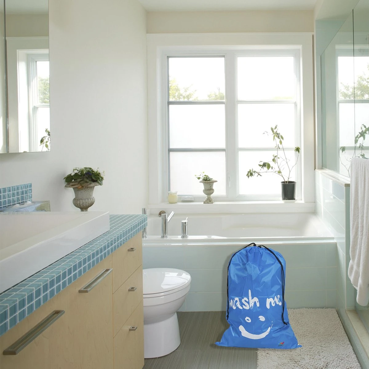 Wonair - Waszakken Voor Wasgoed - 60x90cm - Hemelsblauw - Met Trekkoord - Afbeelding 4