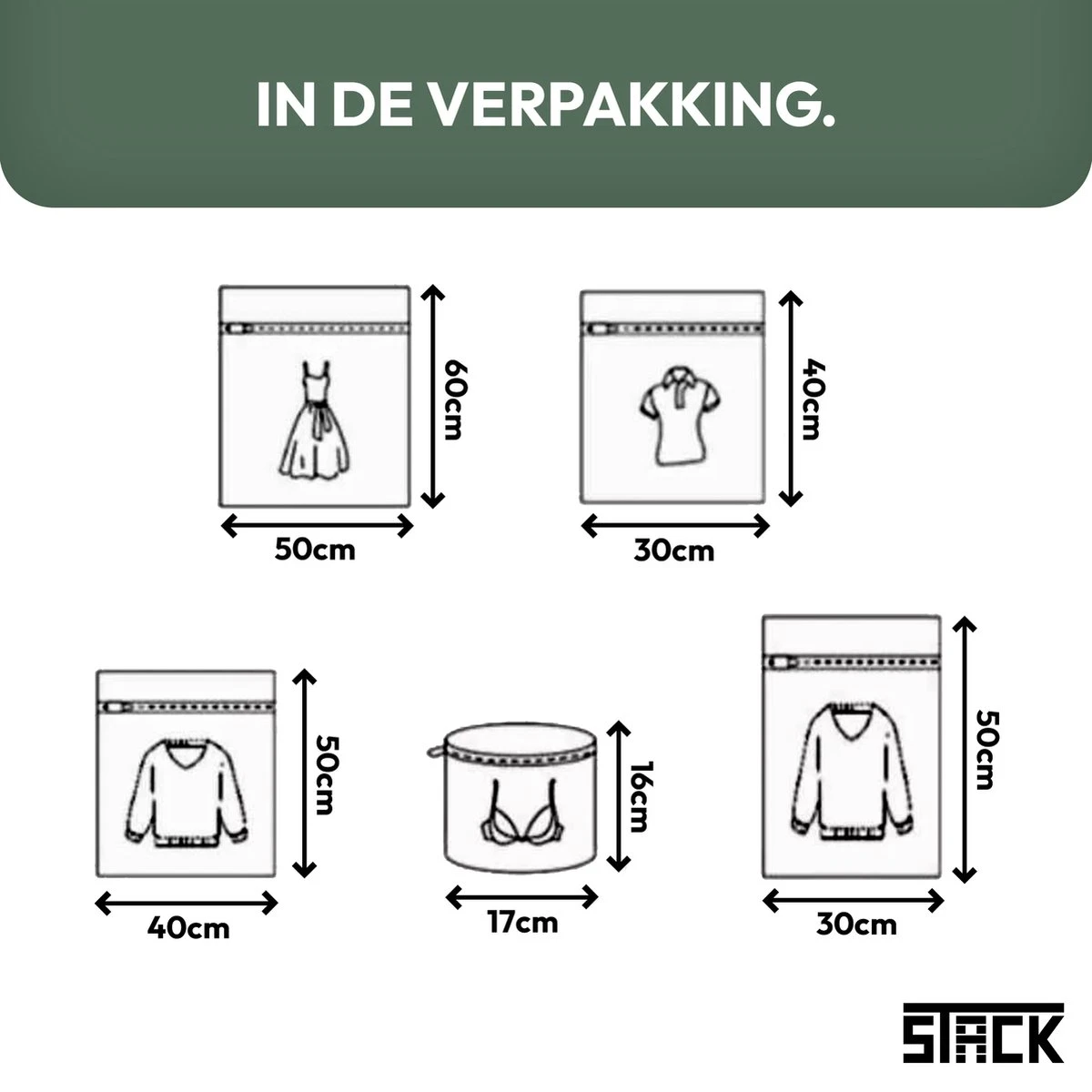 Merkloos Waszakken | Set Van 5 Waszakjes Met Rits - Waszak - Wasnet - Kledingzakjes - BH Was Zakjes - Laundry Bag Set Voor Ondergoed - Kleding - Delicaat Wasgoed - Wasmachine Zakjes - Wasgoed - Afbeelding 6