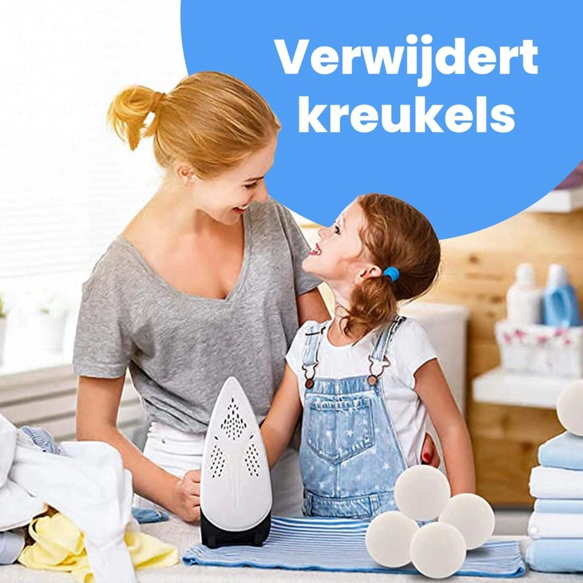DRYQUICK Drogerballen- Wasbollen- Duurzaam Schapenwol - Herbruikbaar- 6 XL Wasballen Wit - Afbeelding 3