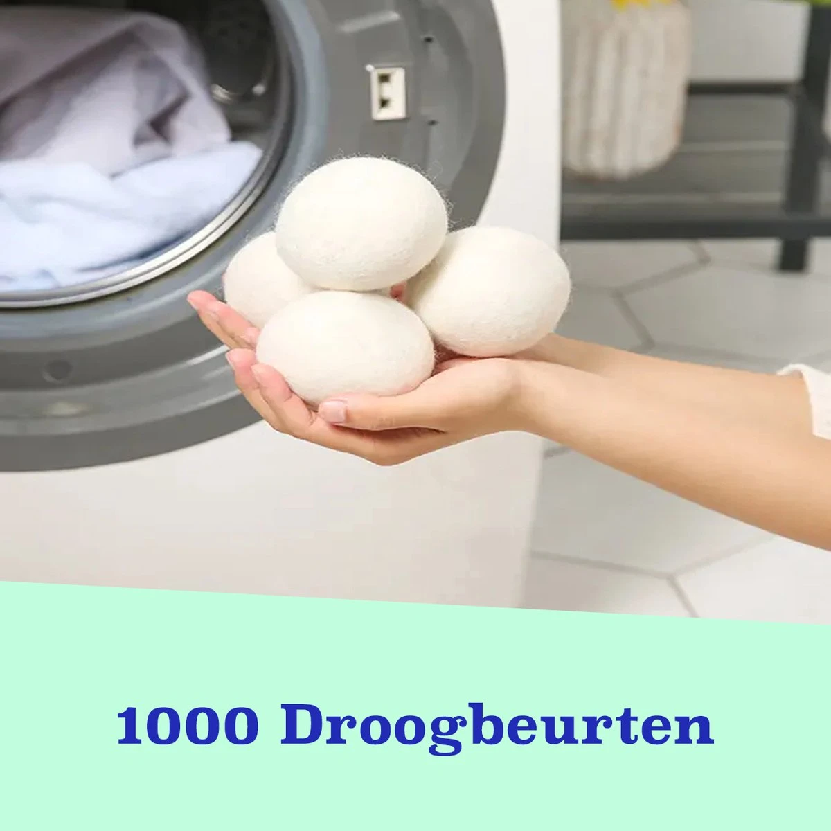 Casa Calma Drogerballen (6 Stuks) - Inclusief Opbergzakje - 100% Natuurlijk Schapenwol - Droger Ballen - Zero Waste Wasverzachter Bollen - Energiebesparend Drogen Met Droogbollen - Dryer Balls - Diervriendelijk & Milieuvriendelijk - Energie Besparen - Afbeelding 7