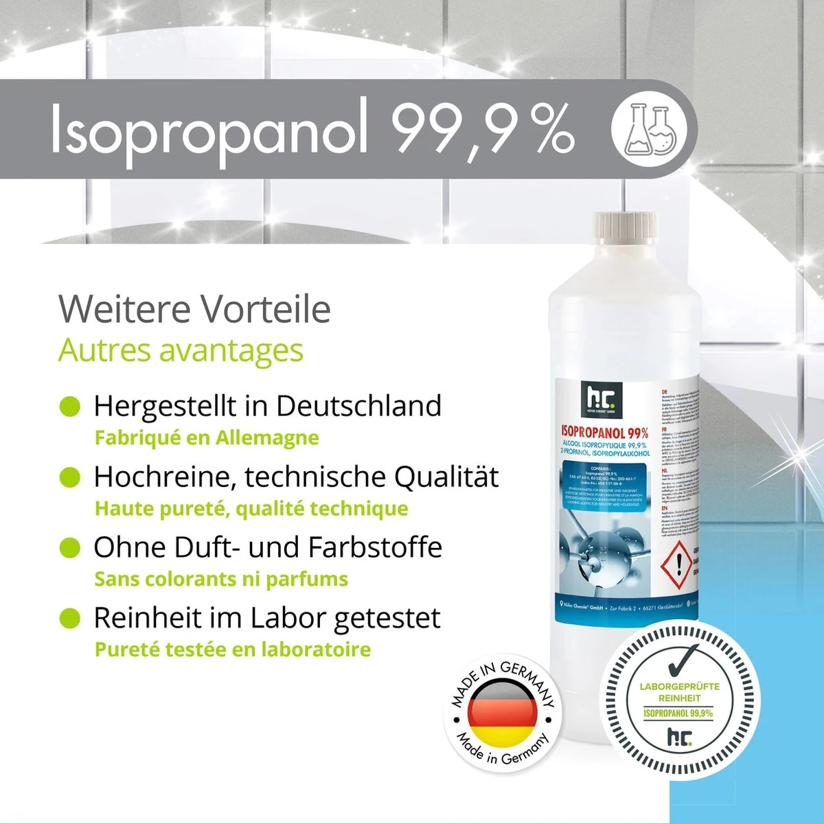 Isopropyl Alcohol - Isopropanol - IPA - Isopropyl - 99,9% Zuiver - 1000ml - Inclusief Trechter - Afbeelding 5