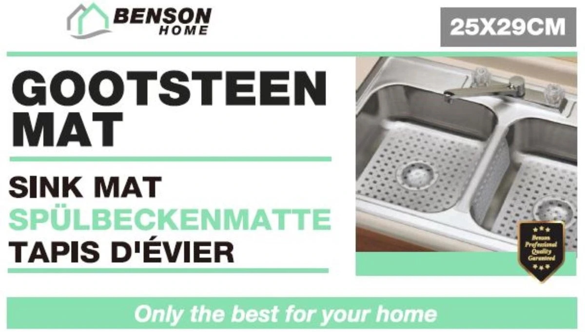 Merkloos Gootsteenmat PVC Vierkant Grijs 28 Cm - Afbeelding 2