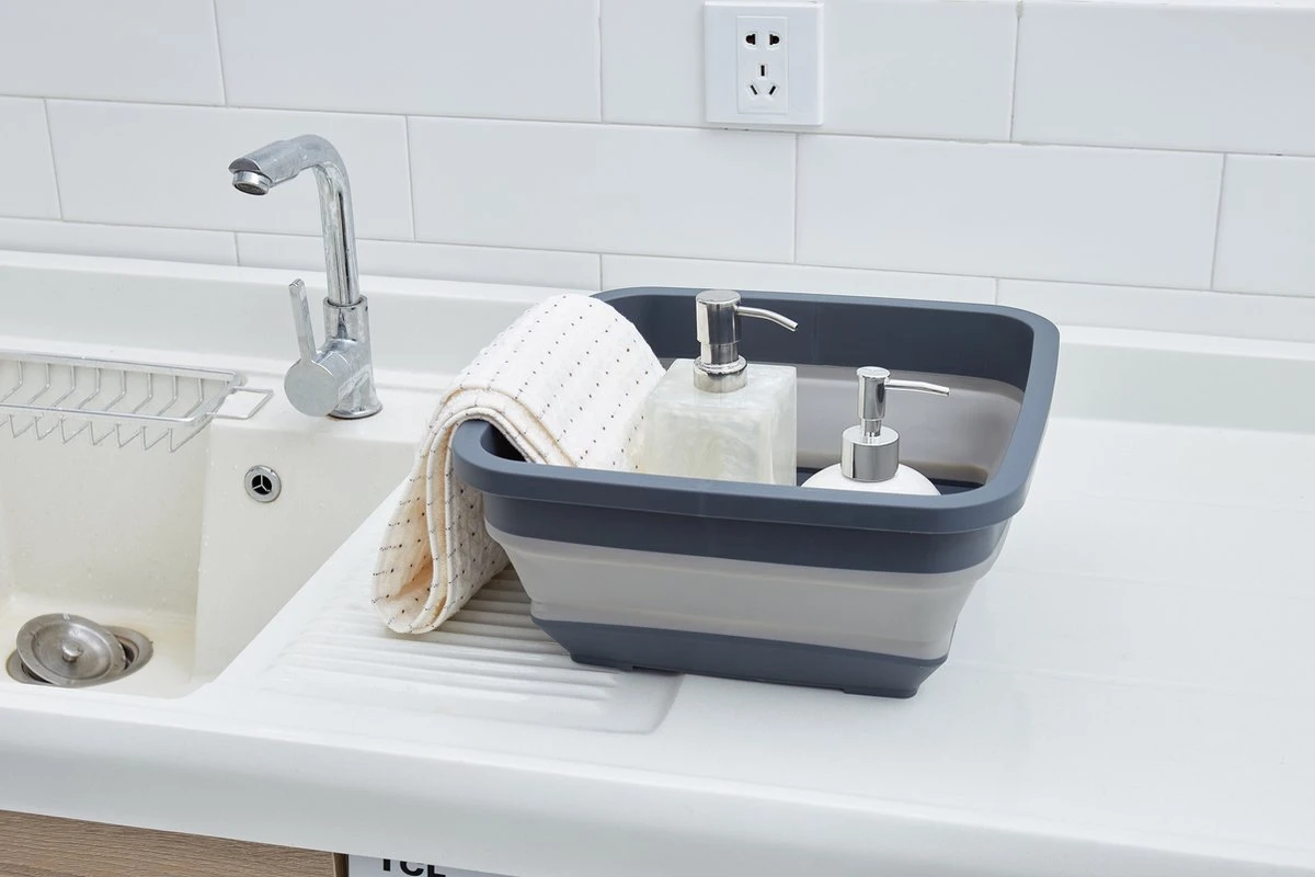 YUGN BLACK Opvouwbare Afwasteil 9 Liter - Afwasbak Teil Wasteil - Afwasbak Vierkant - Afwasteil Opvouwbaar - Ruimtebesparend - Cadeau Tip - Afbeelding 3