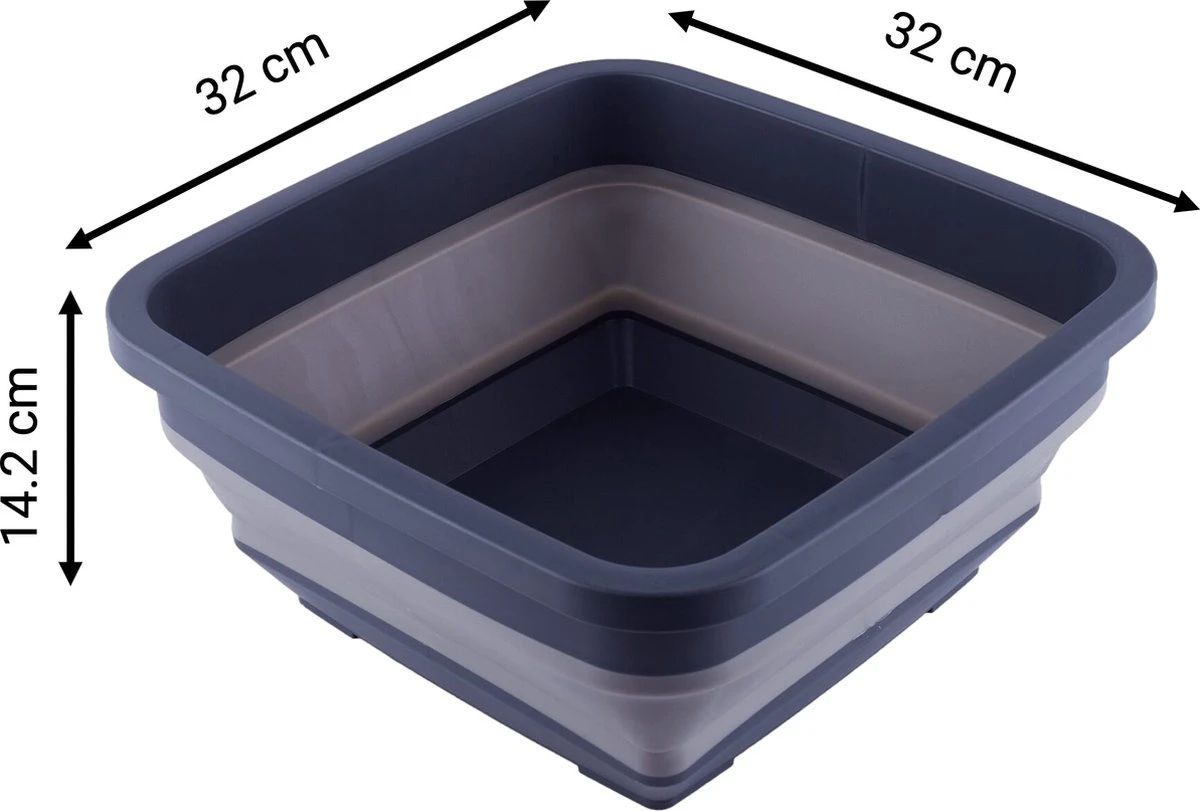 YUGN BLACK Opvouwbare Afwasteil 9 Liter - Afwasbak Teil Wasteil - Afwasbak Vierkant - Afwasteil Opvouwbaar - Ruimtebesparend - Cadeau Tip - Afbeelding 2