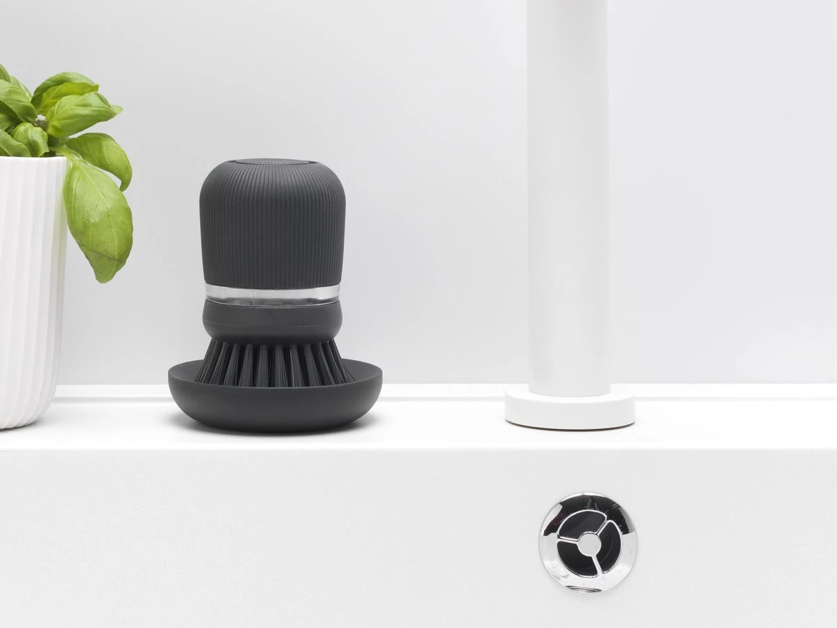 Brabantia Sink Side Afwasborstel - Met Zeepdispenser- Dark Grey - Afbeelding 2
