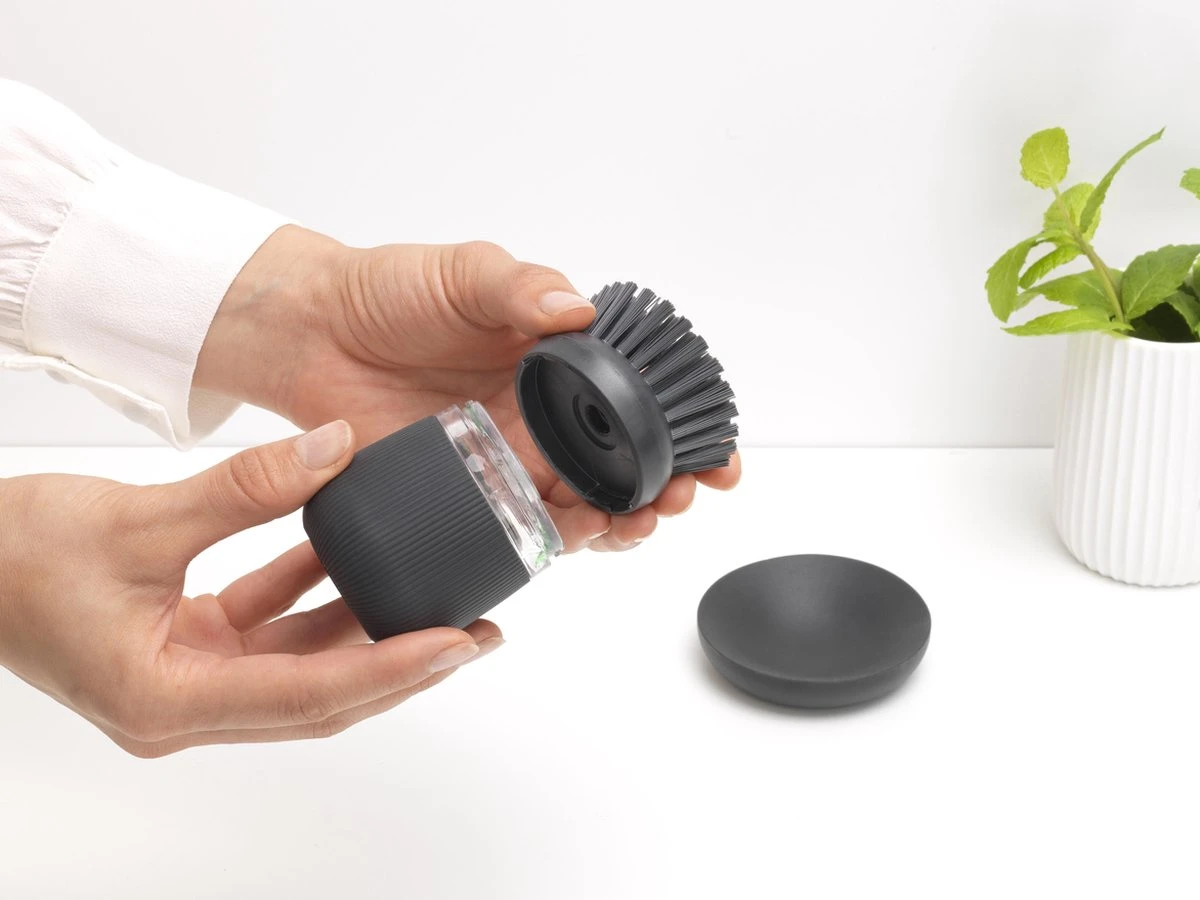 Brabantia Sink Side Afwasborstel - Met Zeepdispenser- Dark Grey - Afbeelding 4