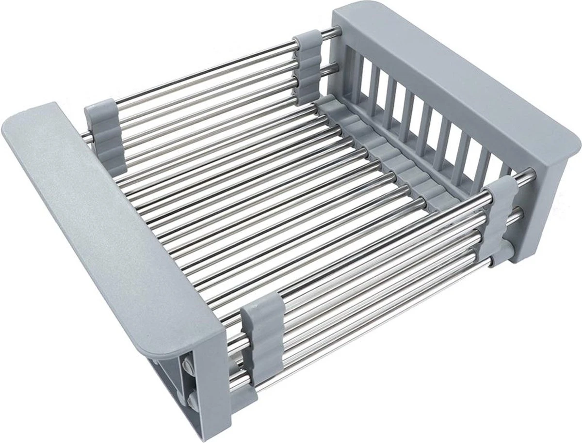 IBright Verstelbare Keukenrek - Gootsteen Mand - Afdruiprek – Vergiet – Verstelbaar In Lengte - Uitschuifbaar - RVS Grijs - Afbeelding 7