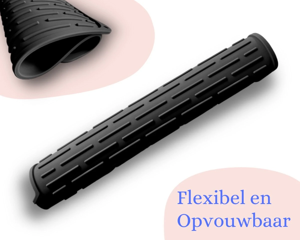 HOMYHON Afdruipmat -Afdruipmat Siliconen -Pannenonderzetter- Antislip -Hittebestendig - Aanrecht Mat -Siliconen Mat - 40 X 46 Cm - Zwart - Afbeelding 4