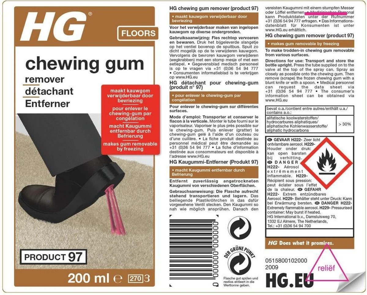 HG Chewing Gum Remover (HG Product 97) - 200ml - Bevriest Kauwgom - Afbeelding 2