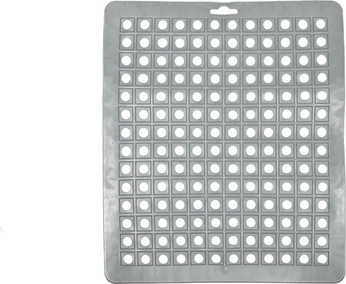 Merkloos Gootsteenmat PVC Vierkant Grijs 28 Cm