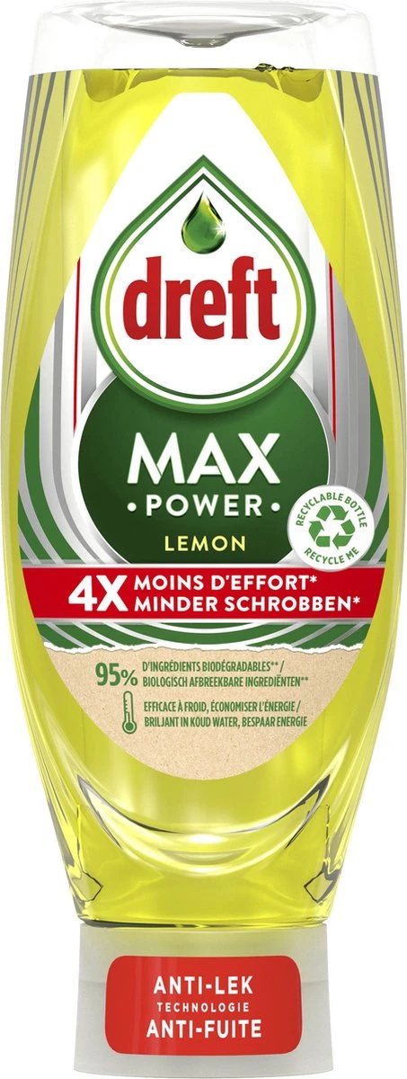 Dreft MaxPower - Lemon - Vloeibaar Afwasmiddel - Voordeelverpakking 8 X 640 Ml - Afbeelding 6