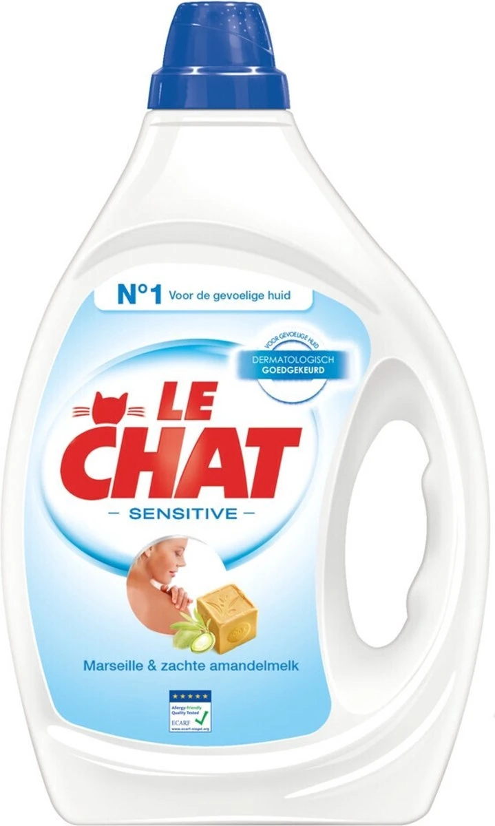 Le Chat Gel Sensitive - Vloeibaar Wasmiddel - Halfjaarbox - 136 Wasbeurten - Afbeelding 2