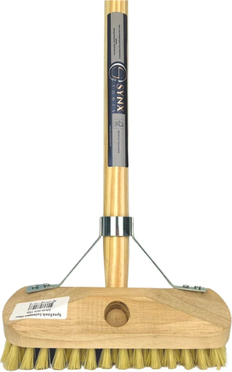 Synx Tools Luiwagen Fiber 22cm - Schrobber - Vloerschrobber - Schoonmaakbezem - Schrobborstels - Incl. Steel 150 Cm - Afbeelding 3