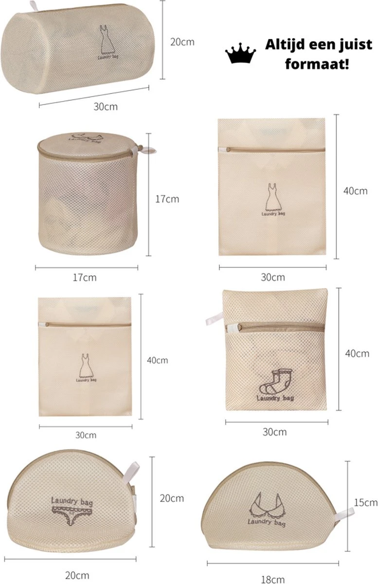 V&P Black Crown Waszakken Set Met Rits - Wasnet - Waszak - Waszakken Set Van 7 Voor Wasgoed - Waszakje Lingerie - Waszak Bh - Divers Delicaat Wasgoed - Wasnet Groot - Wasmachine Zakjes - Laundry Bag Set - Afbeelding 4