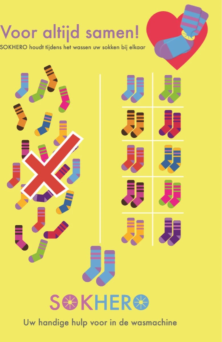Sokhero - Sokken Cadeau Organizer - Waszak Waslijn Kleding - Wasmand Wasnet Huishouden - Wasmachine Sokken Opbergsysteem - Wasknijpers Wasbol Wasnet - Sokken En Lingerie Houder (voor 10 Sokken) - Afbeelding 8