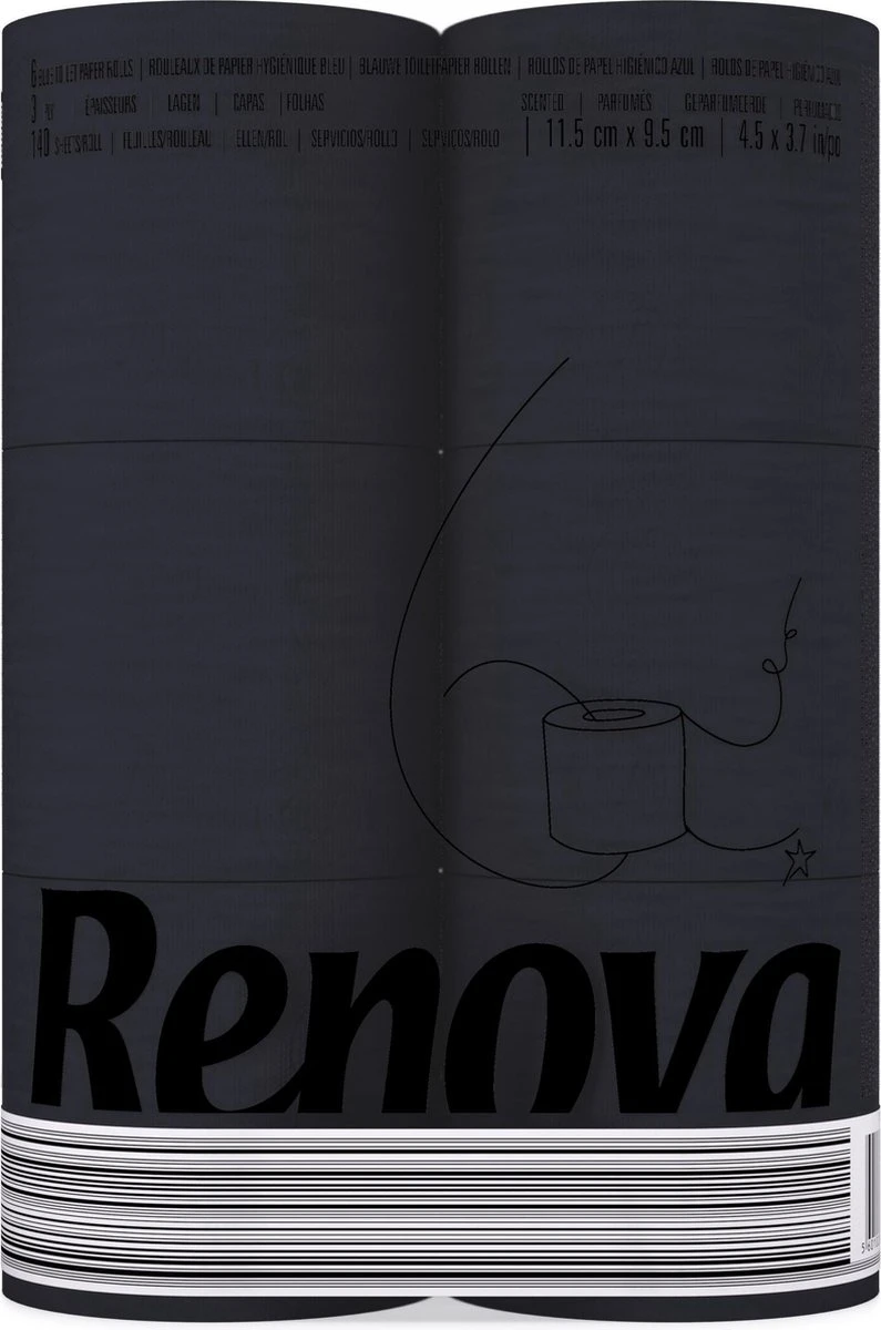 Zwart Toiletpapier - 6-pack - 6 Rollen Gekleurd Wc Papier - Zwart Toilet