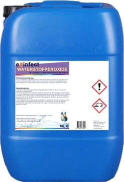 Waterstofperoxide 12% | 5L | Desinfectie - H2O2 | Waterstofperoxide Is Water Met Een Extra Zuurstof Atoom. Deze Extra Atoom Is Continu Op Zoek Naar Andere Atomen Om Zich Aan Te Binden. Hierdoor Wordt Waterstofperoxide Uiterst Oxiderend.