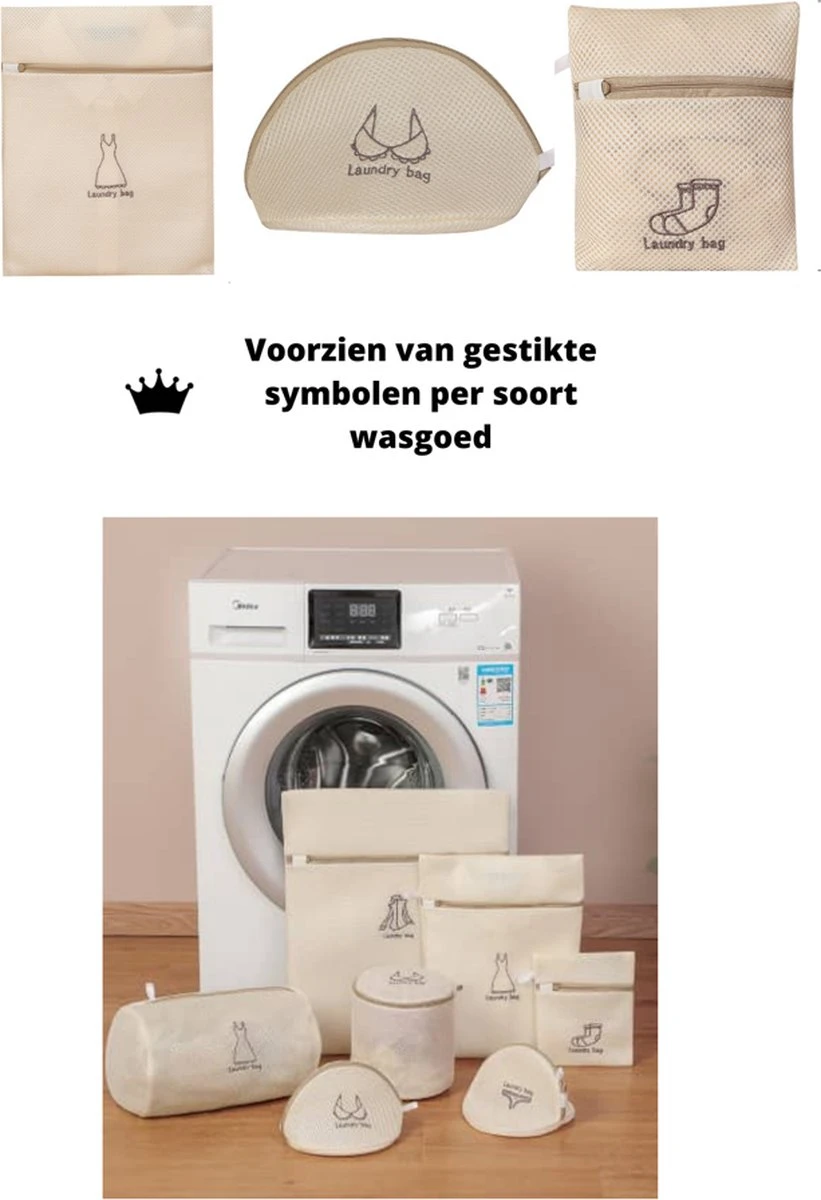 V&P Black Crown Waszakken Set Met Rits - Wasnet - Waszak - Waszakken Set Van 7 Voor Wasgoed - Waszakje Lingerie - Waszak Bh - Divers Delicaat Wasgoed - Wasnet Groot - Wasmachine Zakjes - Laundry Bag Set - Afbeelding 3