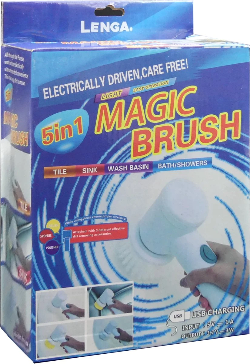 Lenga Elektrische Schoonmaakborstel - 5 In 1 Borstel - Oplaadbaar - Wasborstel - Schoonmaakmiddelen - Schrobborstels - Afbeelding 7