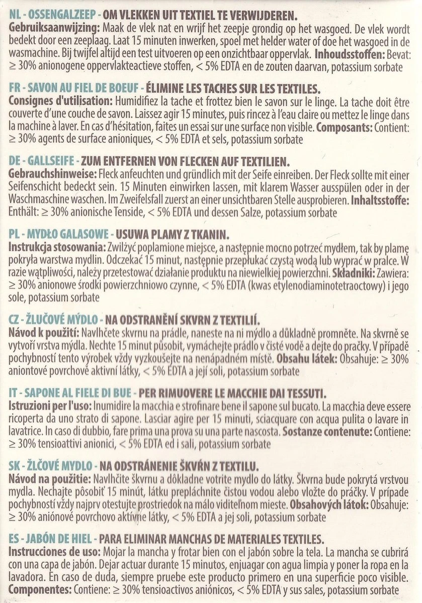 Authentieke Ossengalzeep - Vlekkenverwijderaar Voor Textiel - 100g - Mariette. - Afbeelding 2